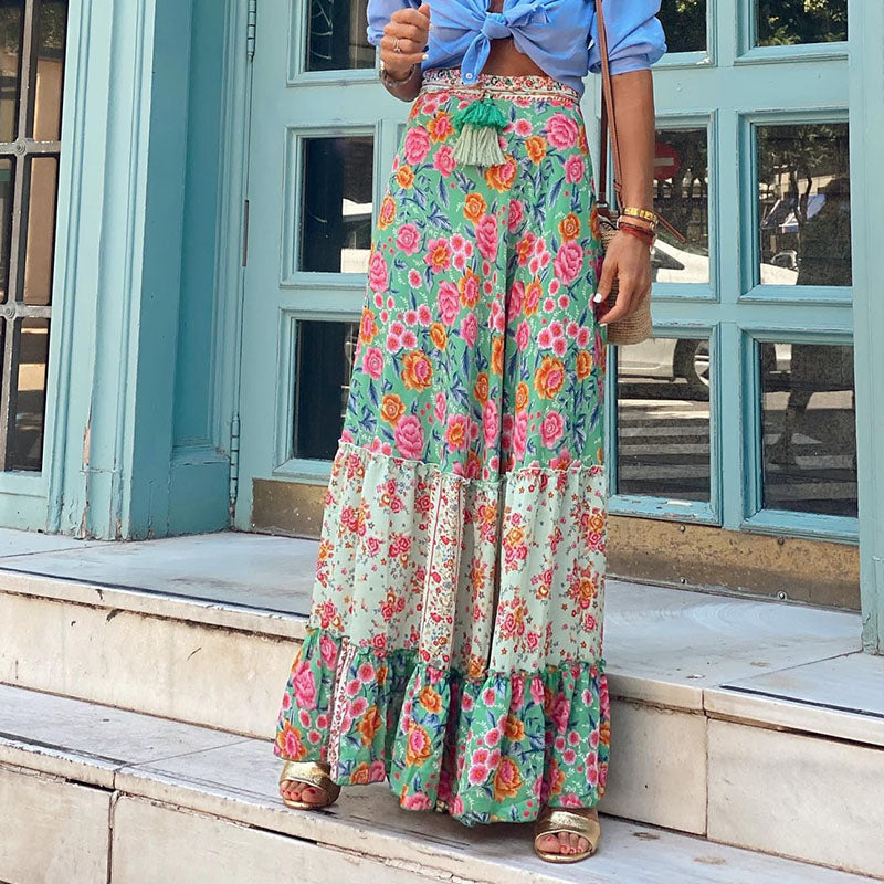 Jupe Longue Boheme Bleu