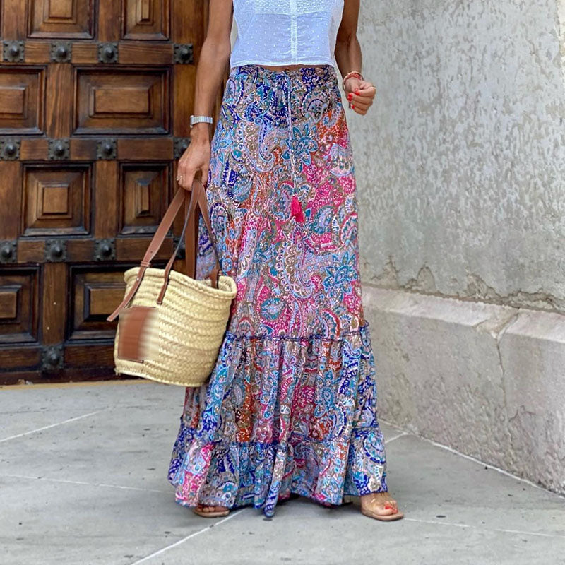 Jupe Longue Boheme Bleu
