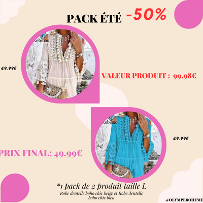 Pack Taille L Robes Boho Chic 2 en 1 – Élégance Boho Douce