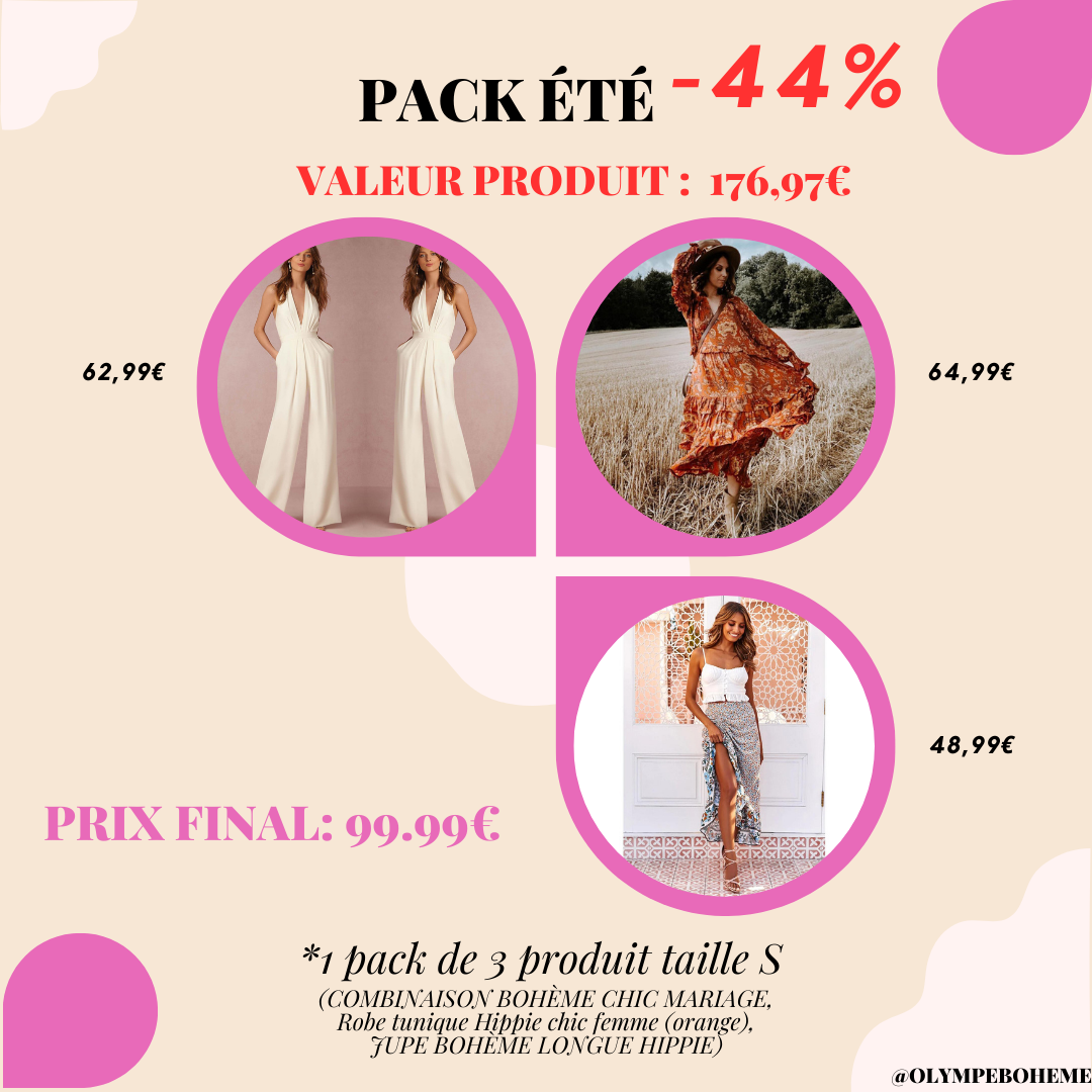 Pack taille S Bohème Chic 3 en 1 – Combinaison, Robe et Jupe