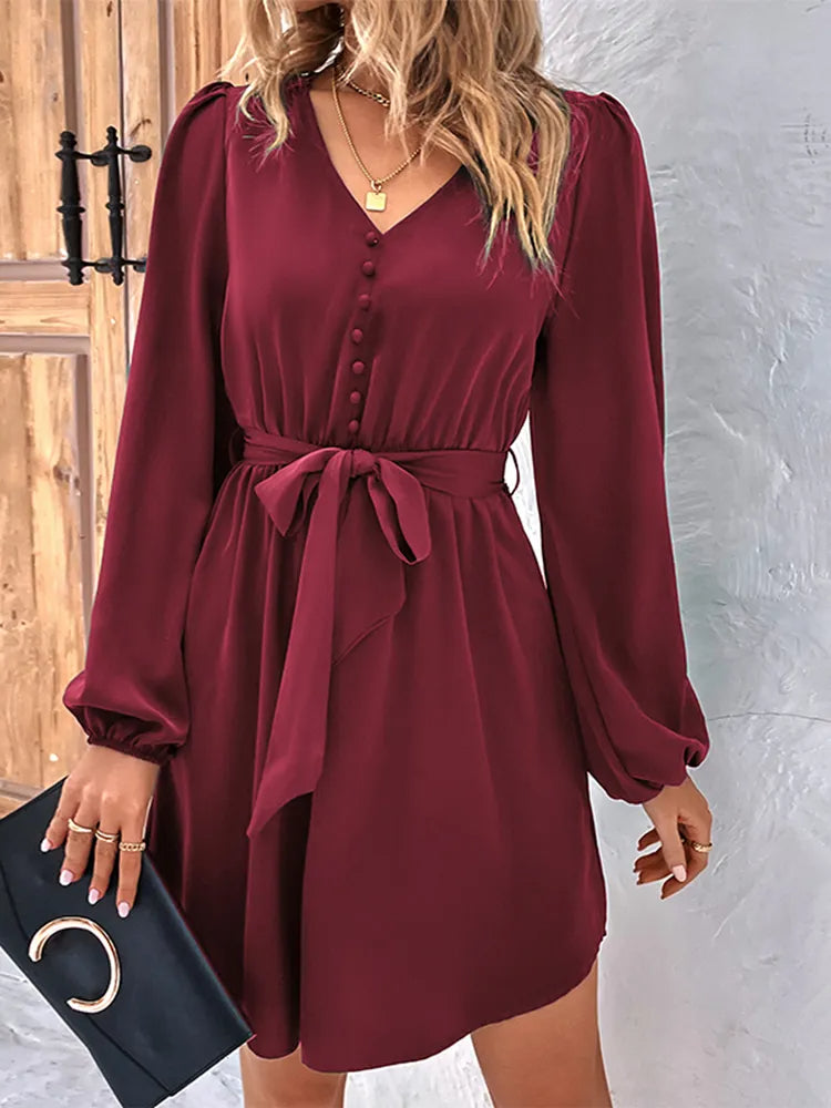Robe bohème courte bordeaux