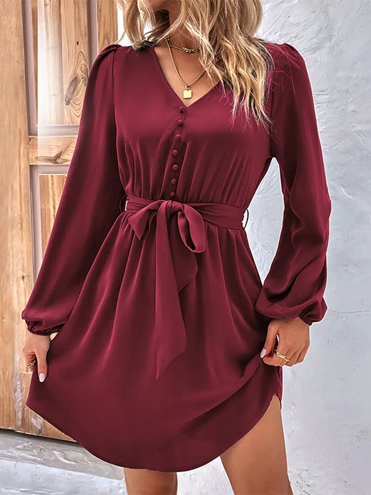 Robe bohème courte bordeaux