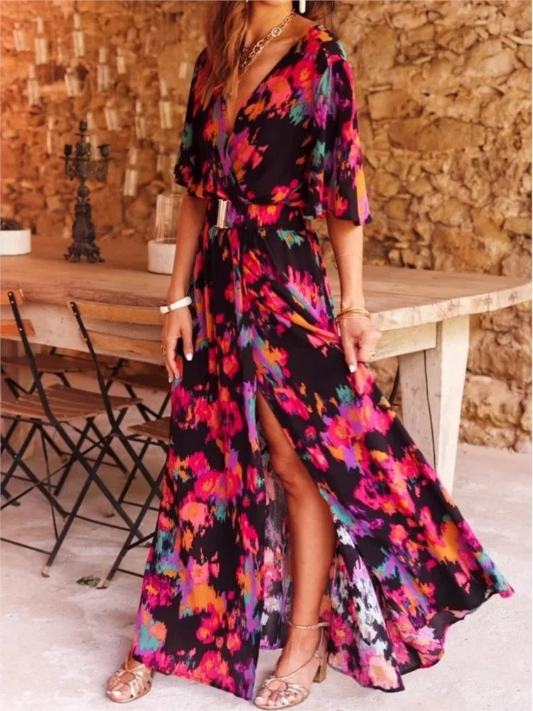 Robe Bohème Longue et Boutonnée