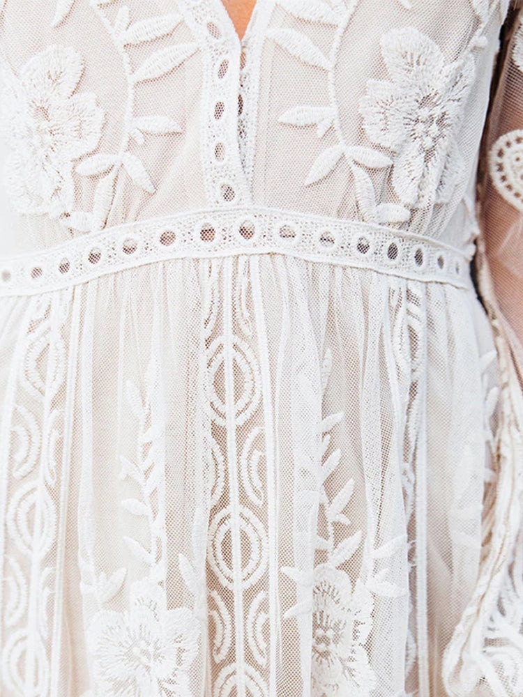 Robe Blanche Bohème Femme