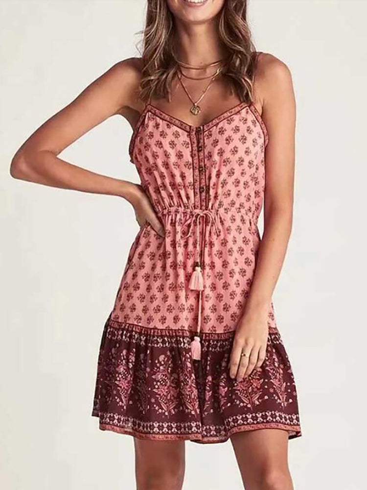 Robe Bohème Courte Rouge