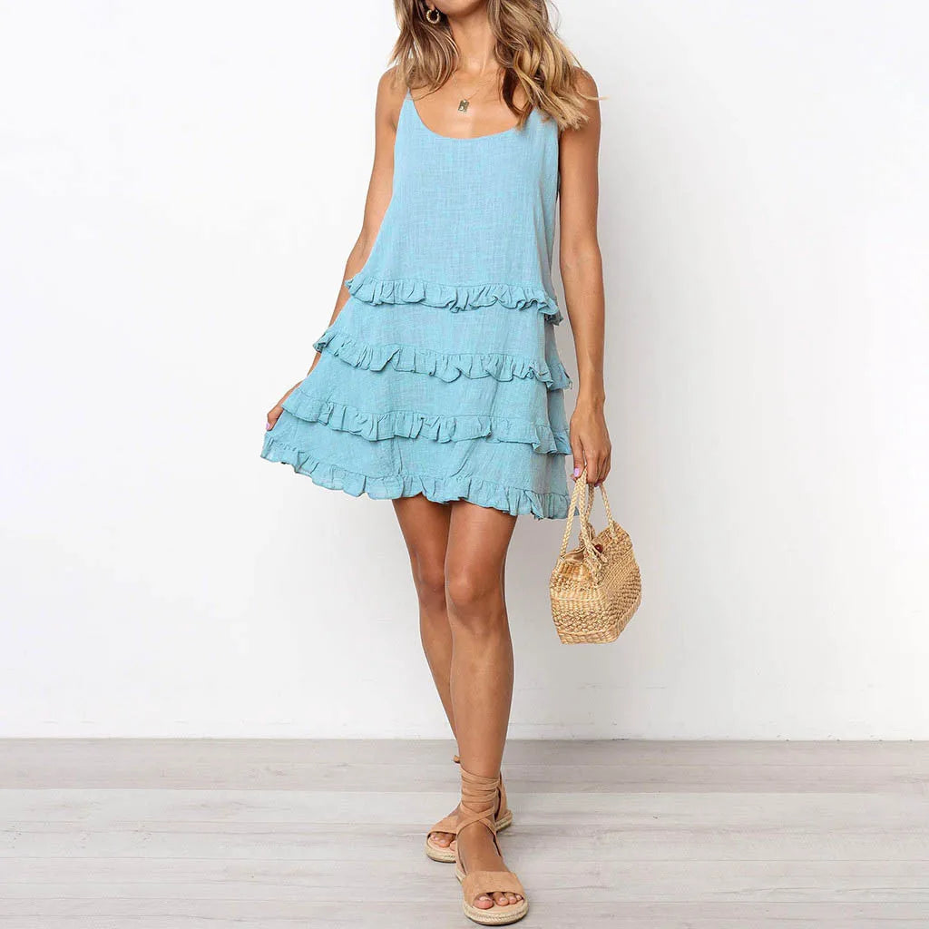 Robe Courte Bleu Hippie