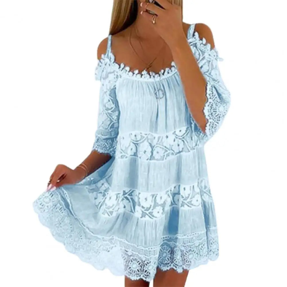 Robe Courte Bleu Hippie