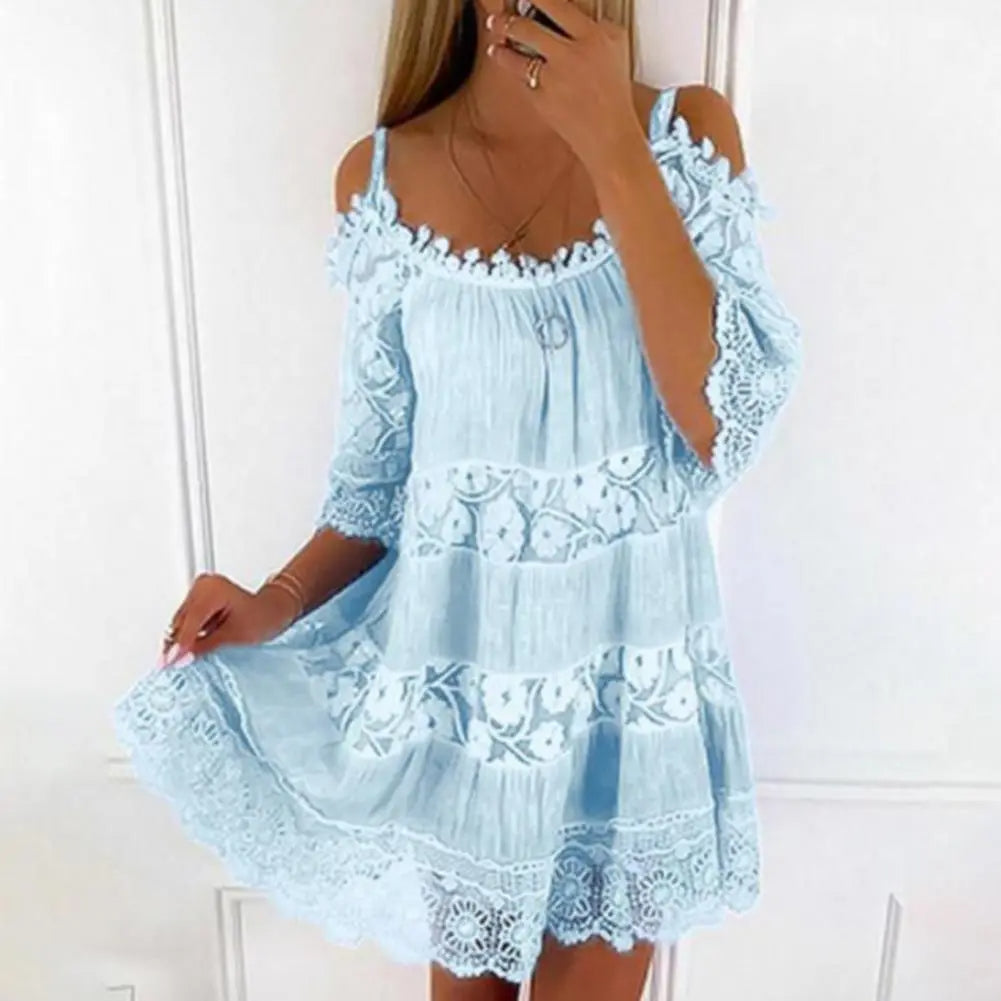 Robe Courte Bleu Hippie