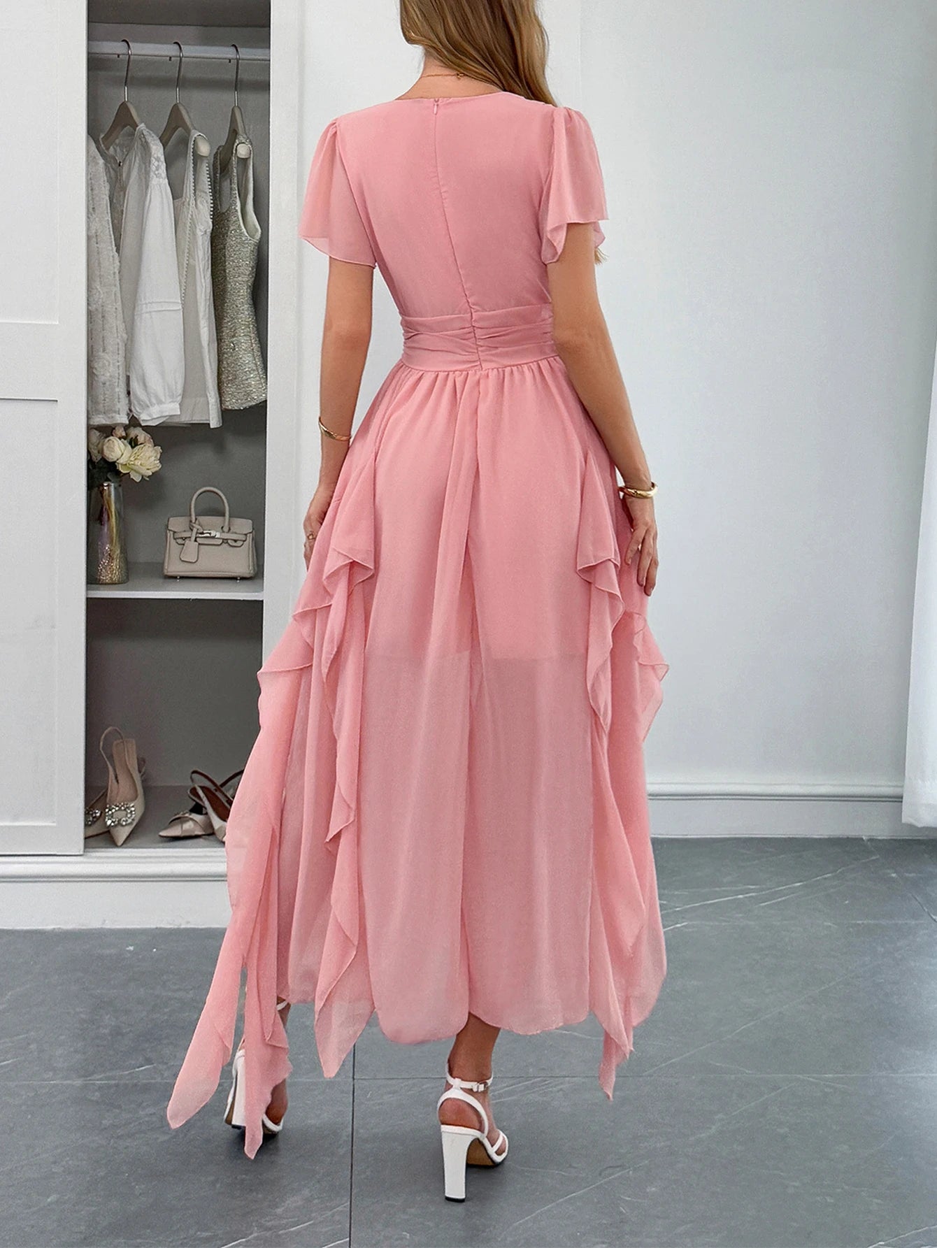 Robe Bohème Chic Longue Fluide pour Invitée de Mariage