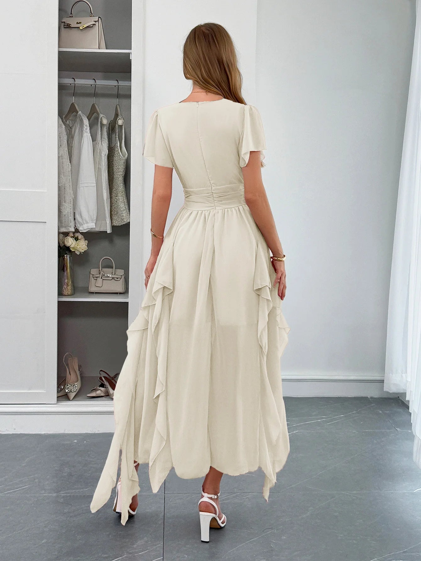 Robe Bohème Chic Longue Fluide pour Invitée de Mariage