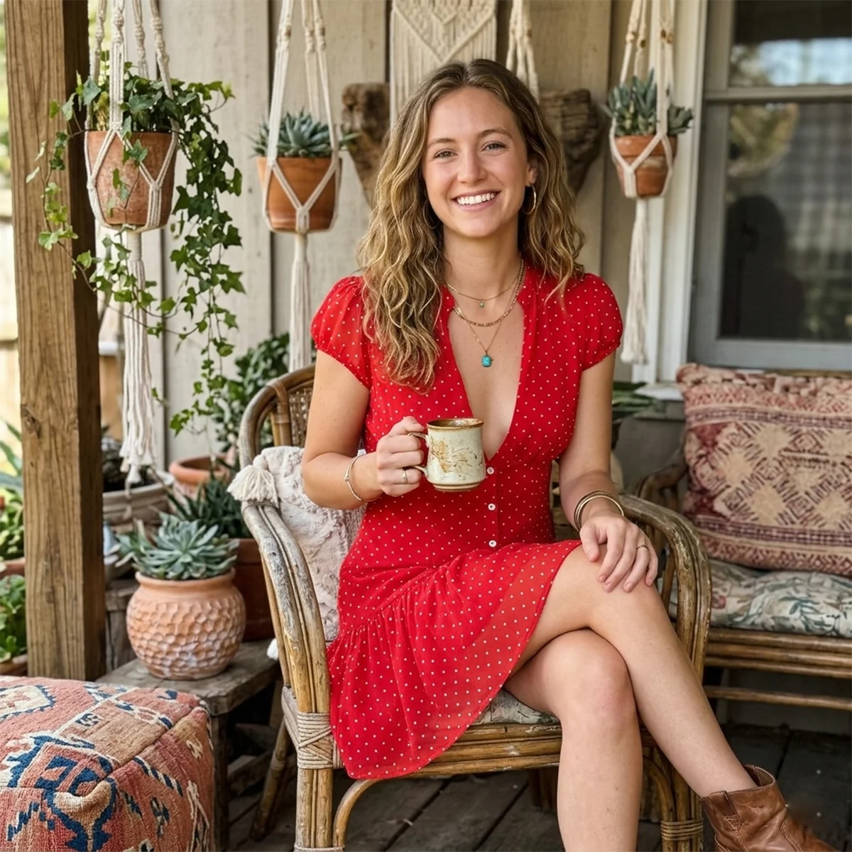 Robe Courte Bohème Chic à Pois