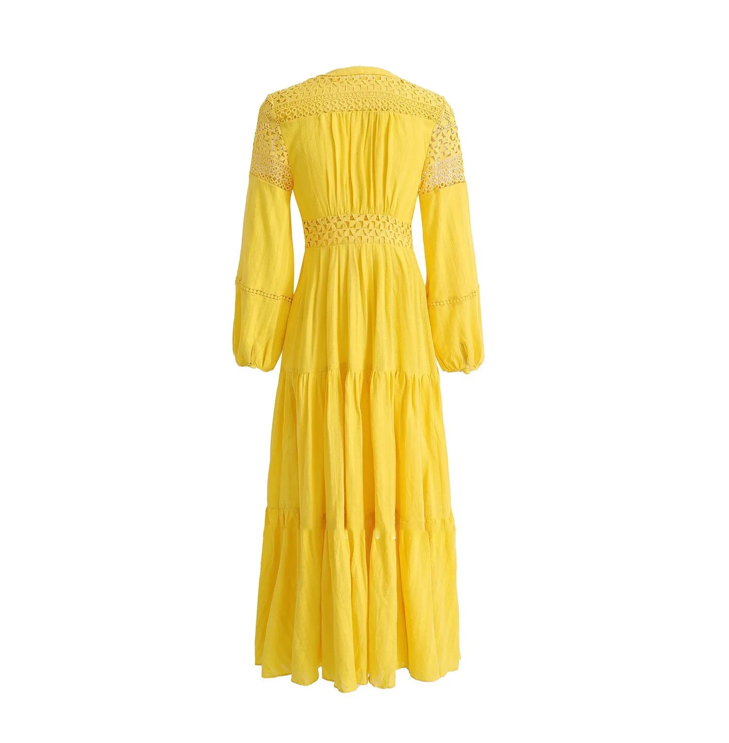 Robe Longue Bohème Col V à Manches Longues