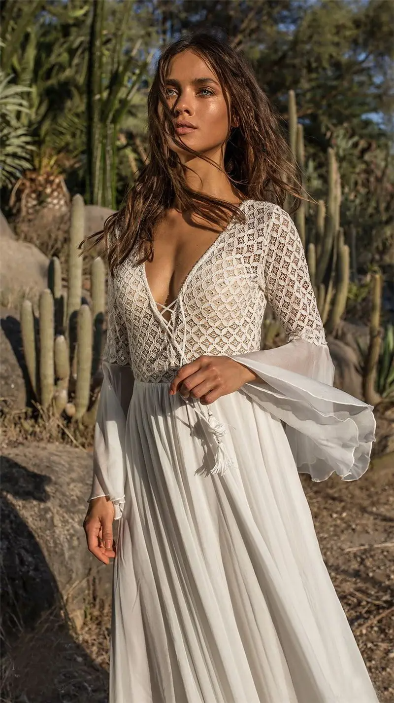 Robe blanche style boheme