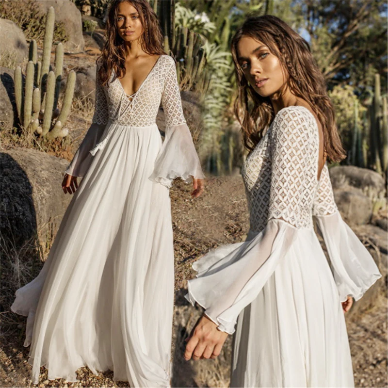 Robe blanche style boheme