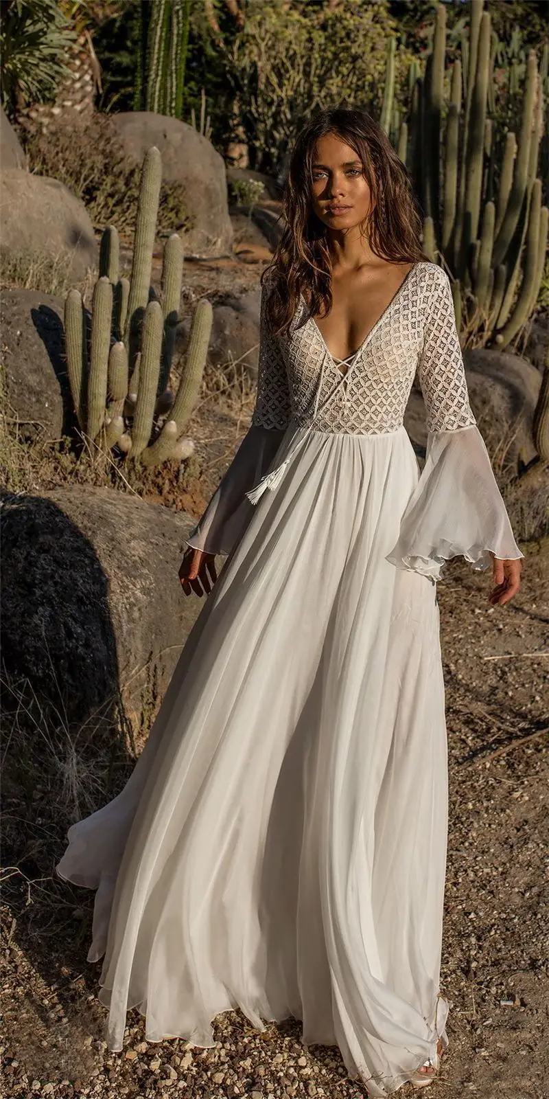 Robe blanche style boheme