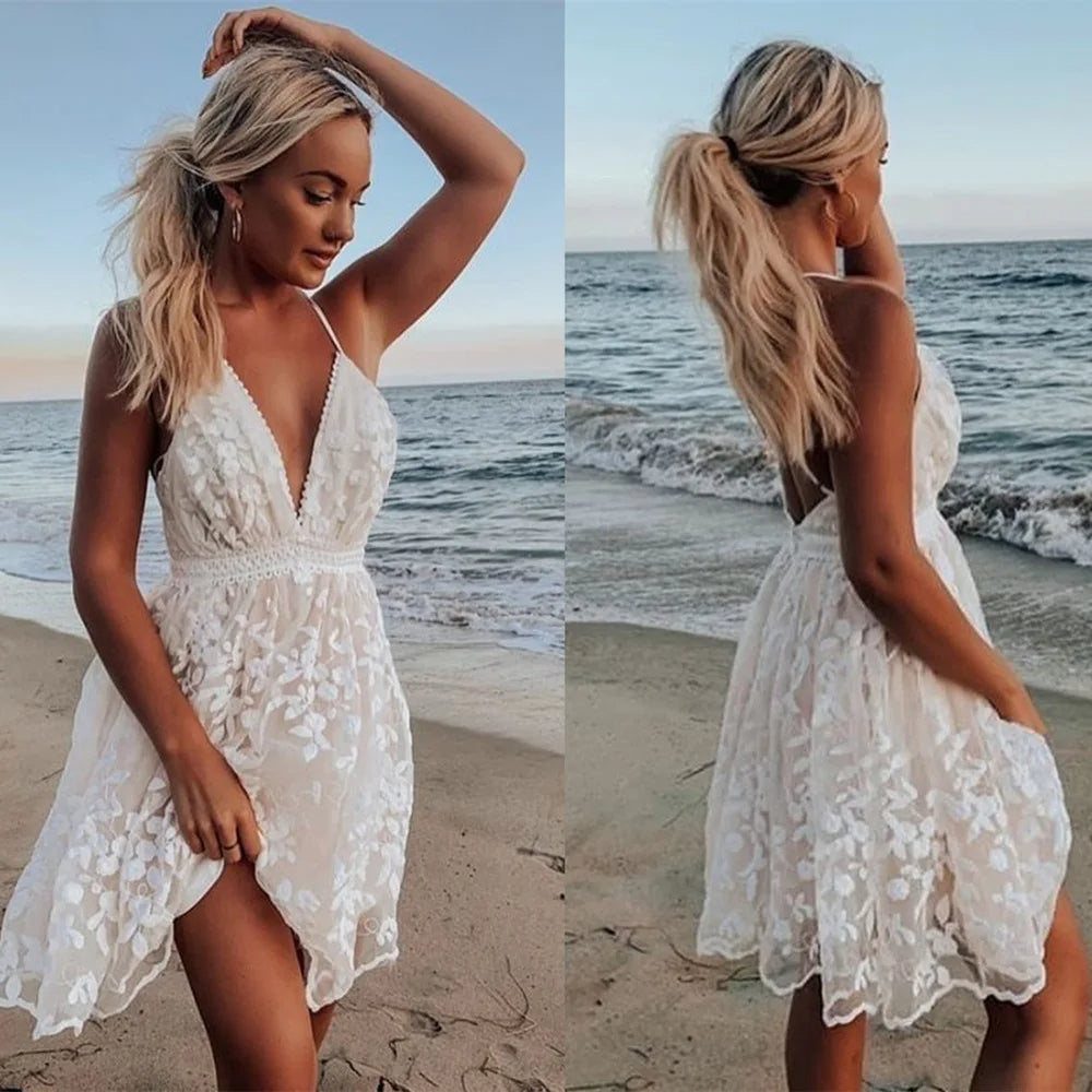 Robe boho blanche courte