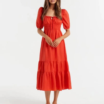 Robe courte bohème orange