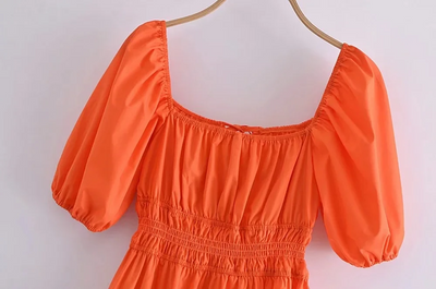 Robe courte bohème orange