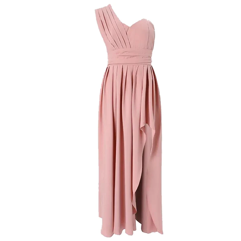 Robe longue bohème rose poudré
