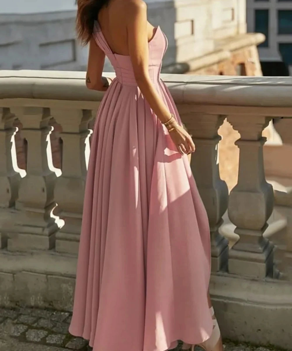 Robe longue bohème rose poudré