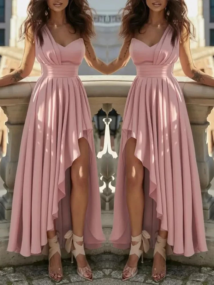 Robe longue bohème rose poudré