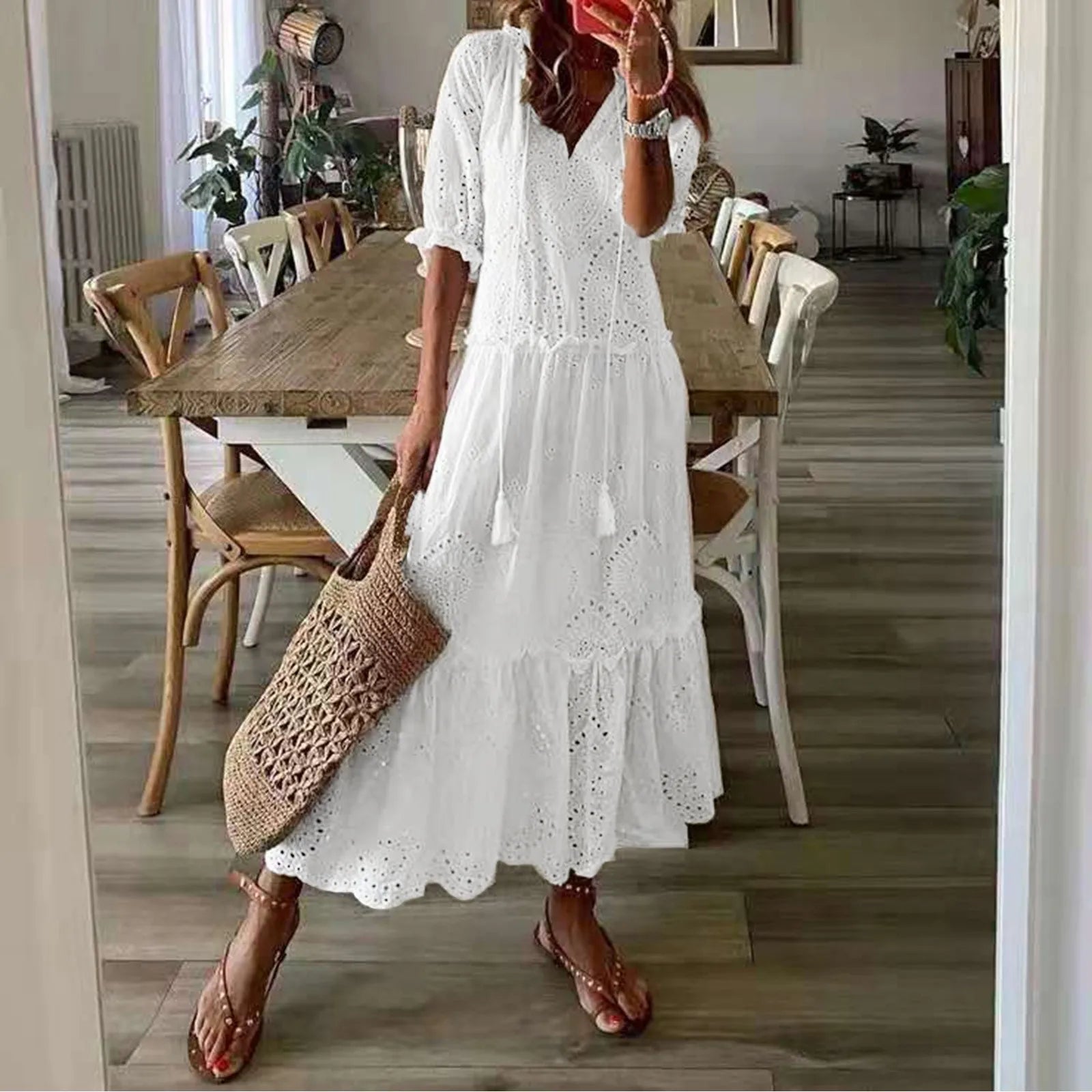 Robe Bohème Hippie Chic Blanche