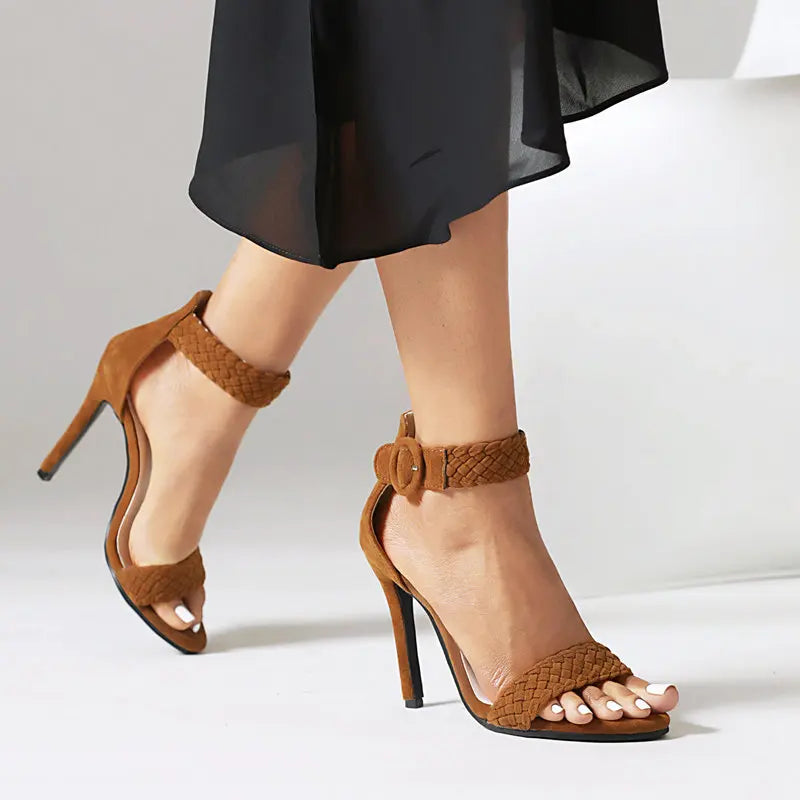 Sandales à Talons Hauts Élégantes à Brides Tressées