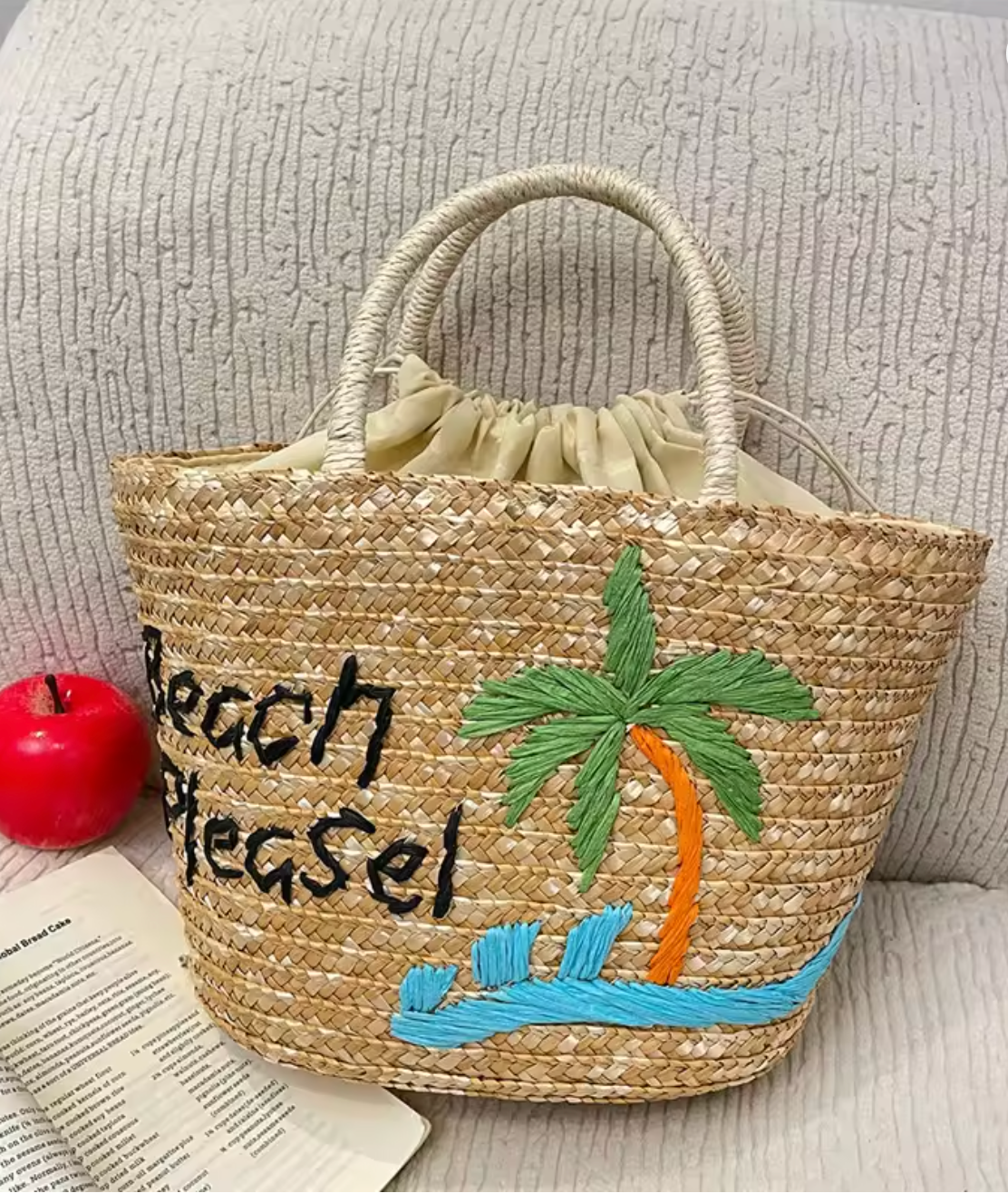 Sac Cabas Bohème en Paille Brodée