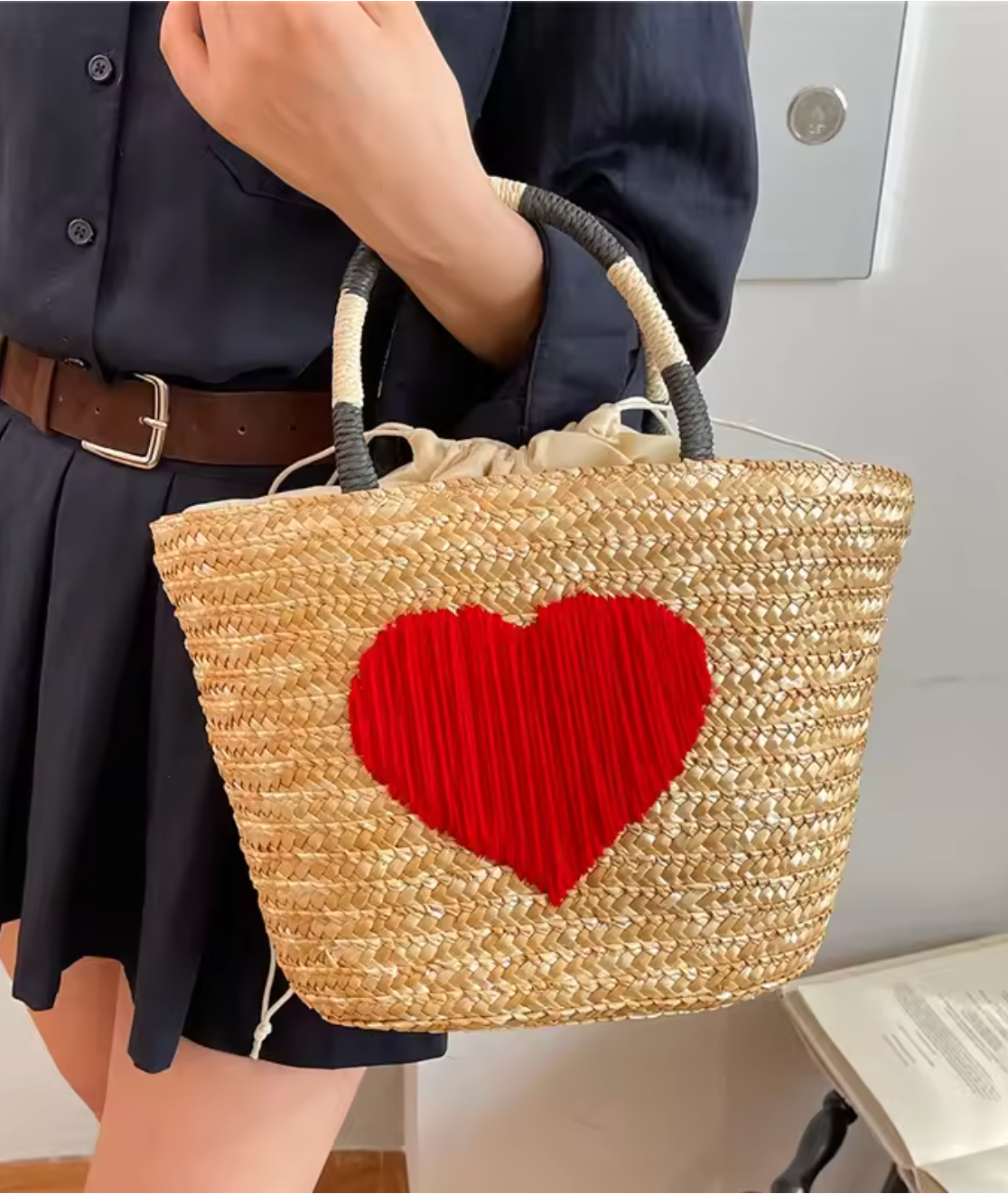 Sac Cabas Bohème en Paille Brodée