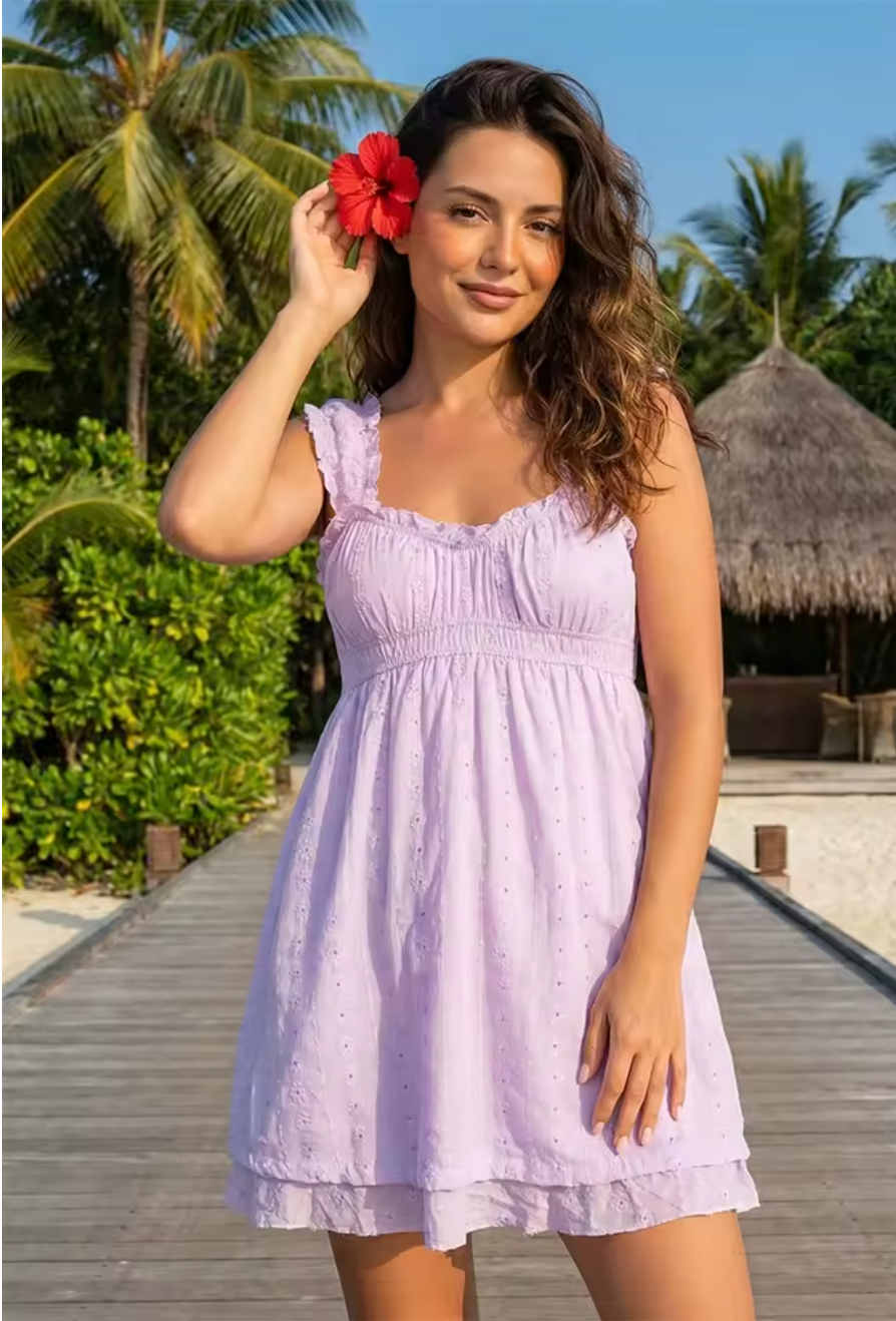 Robe Courte Bohème à Volants Romantiques