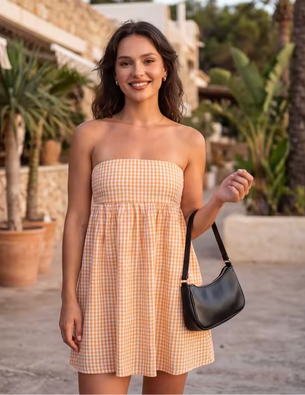 Robe Bohème Courte Vichy à Bretelles