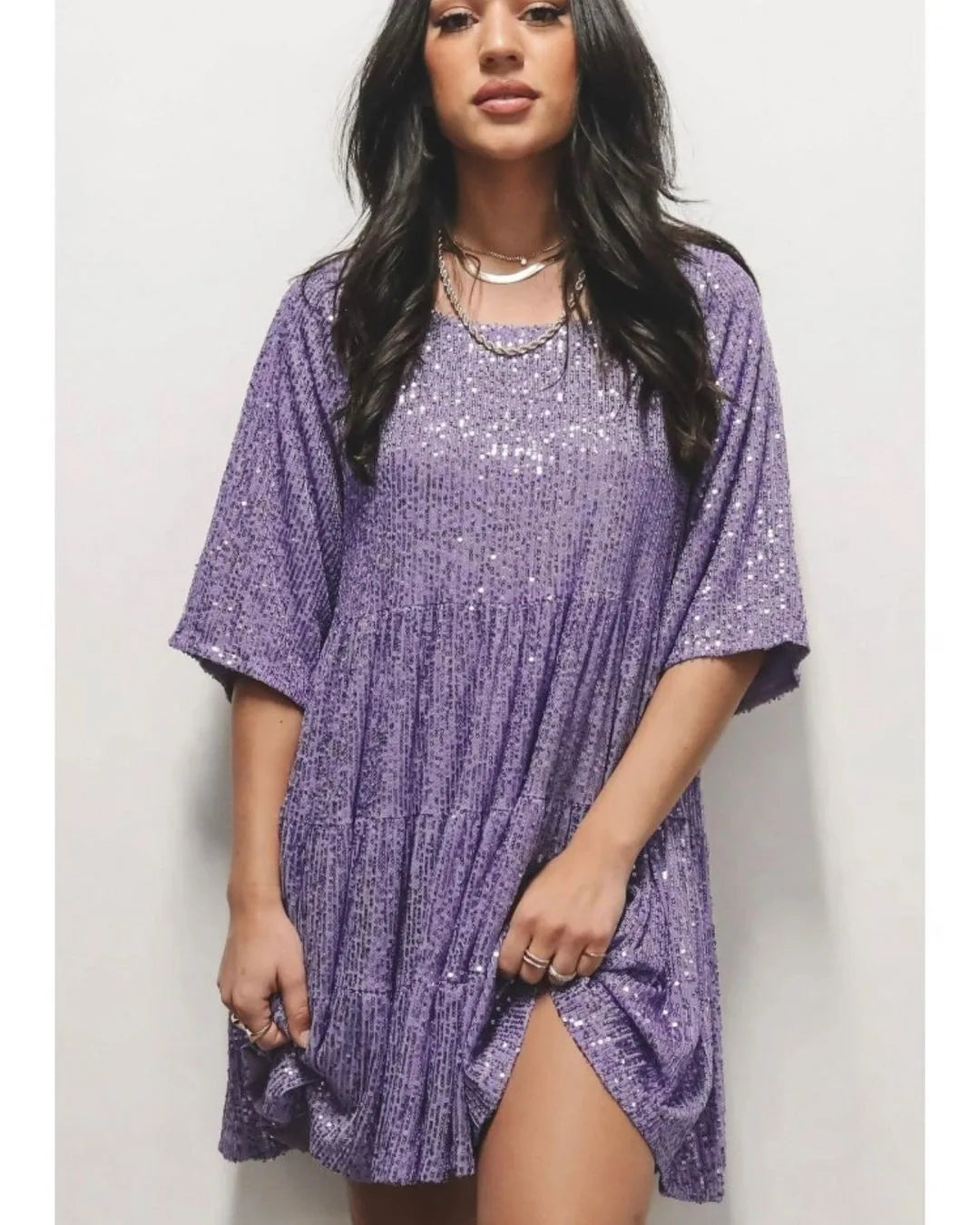 Robe Courte Bohème à Paillettes