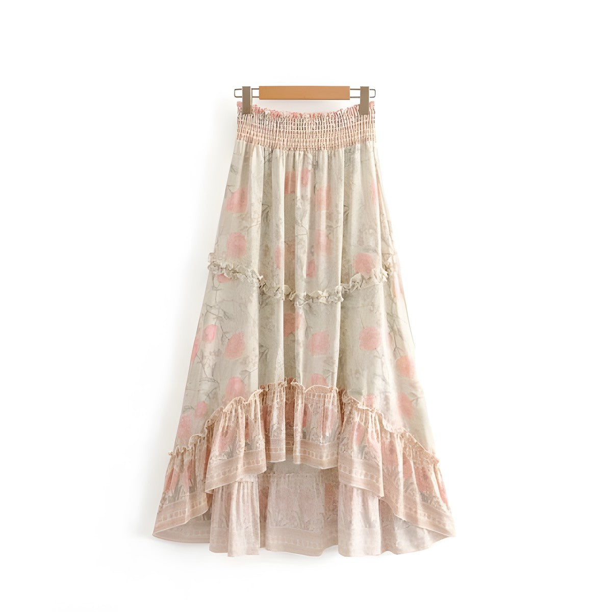 Jupe bohème longue rose