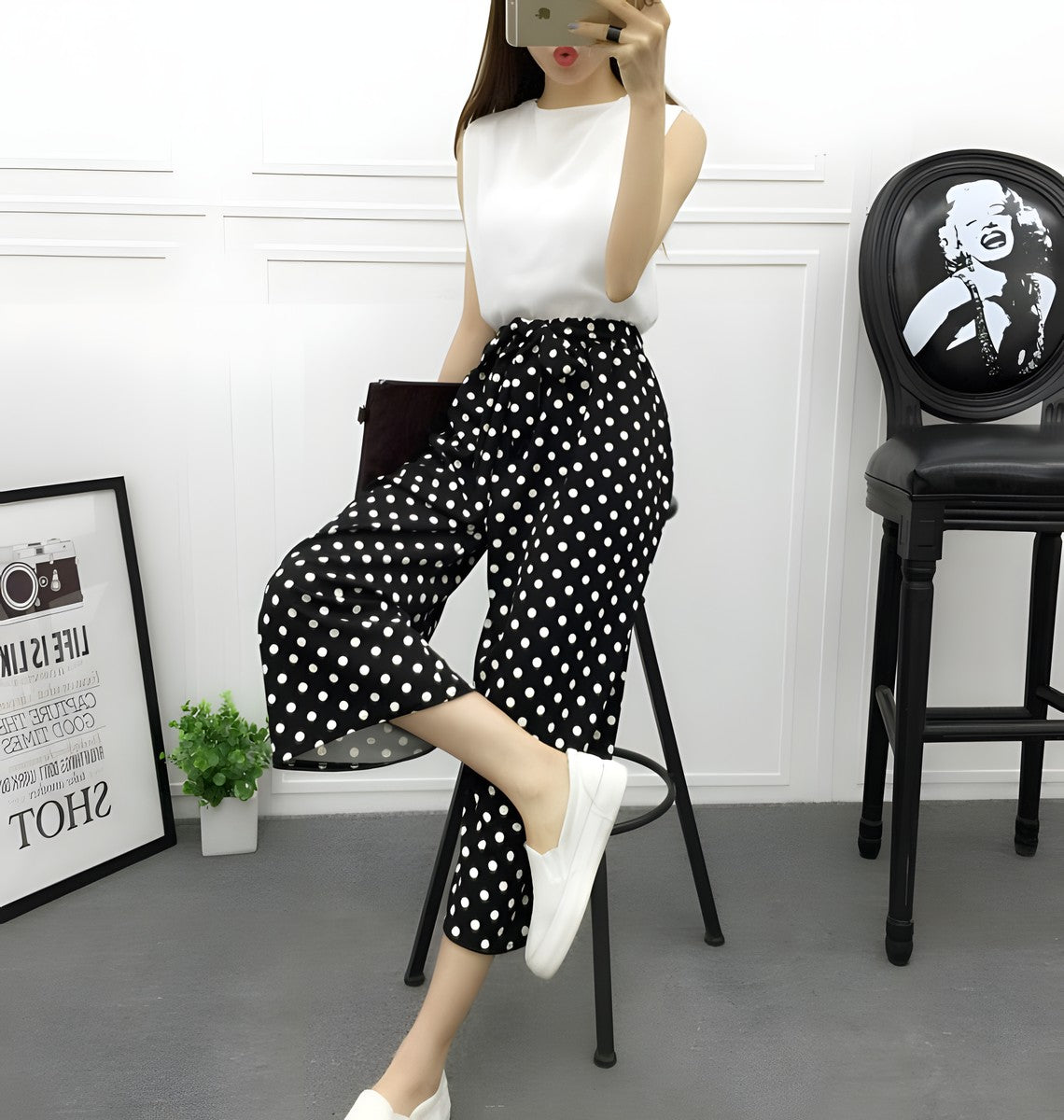 Pantalon Large à Rayures