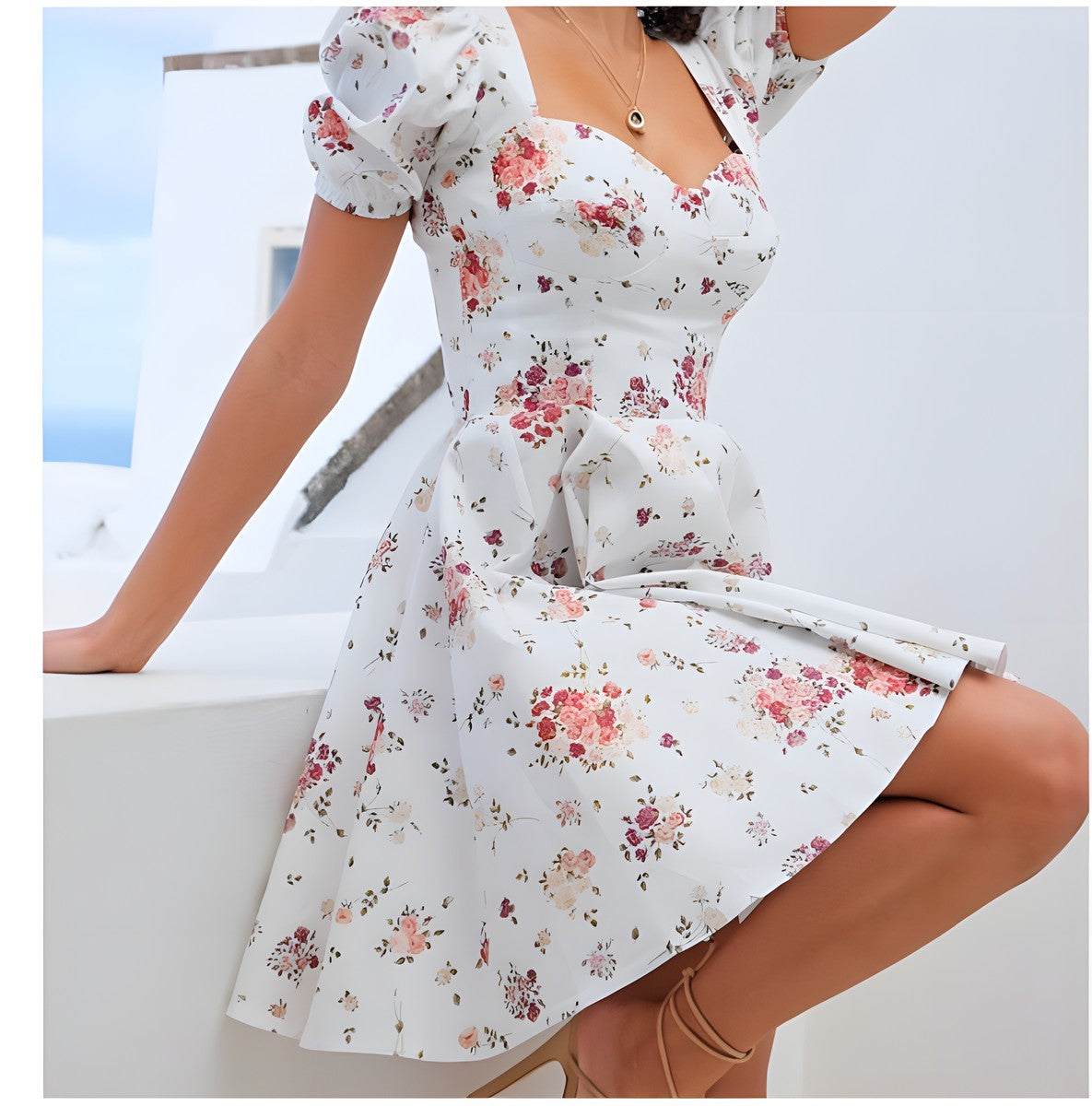Robe courte bohème fleur