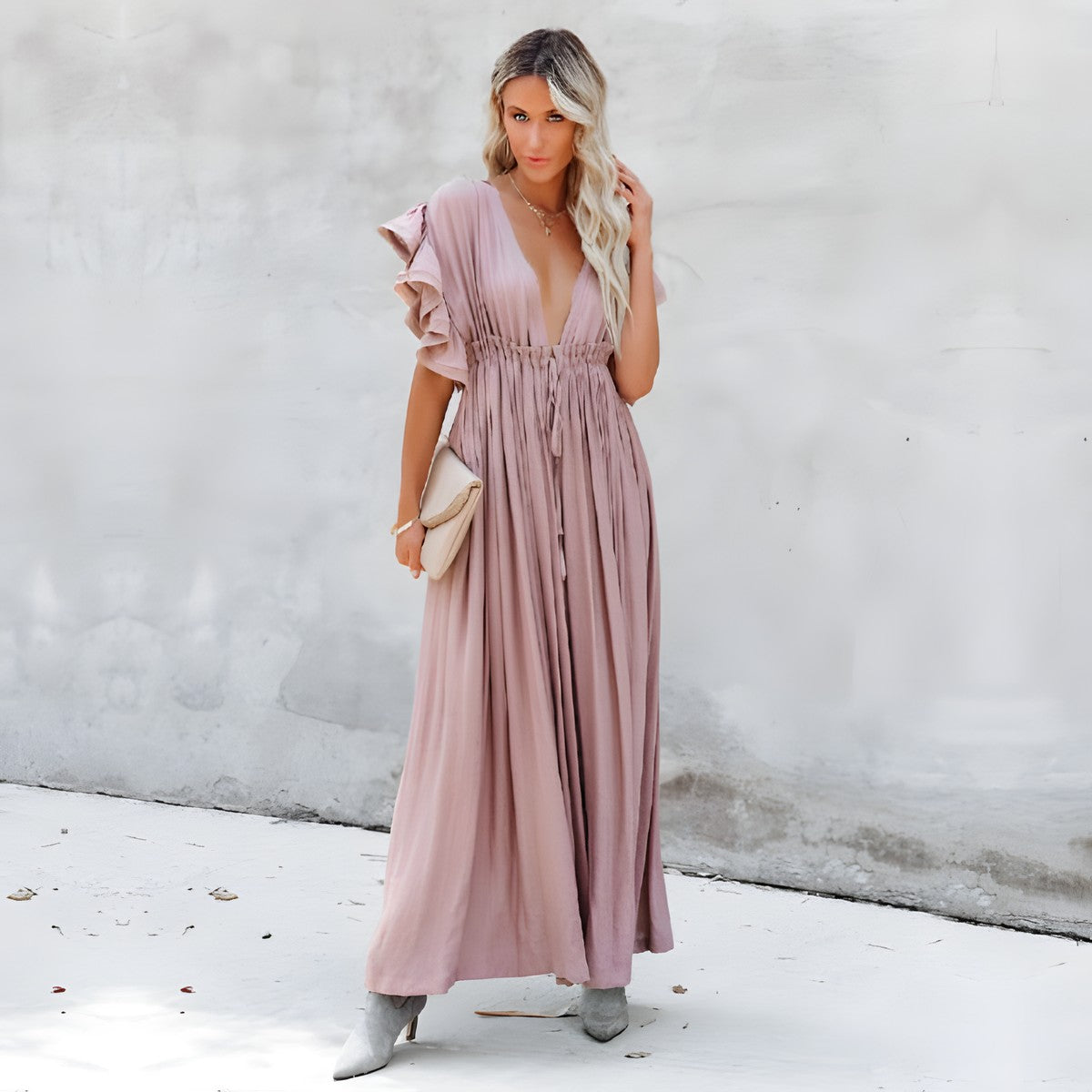 Robe bohème longue rouge