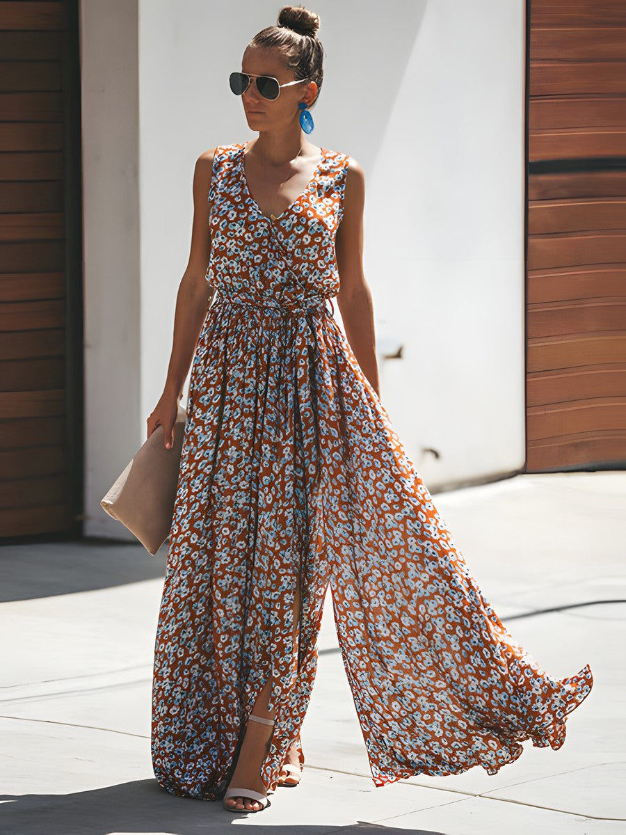 Robe Longue Bohème Fluide à Fleurs