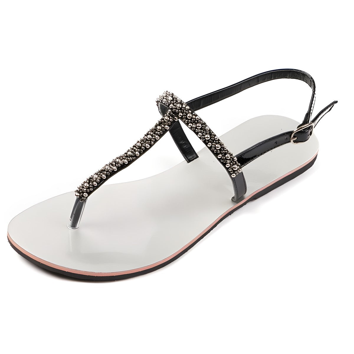 Sandales femme plates bohème noir