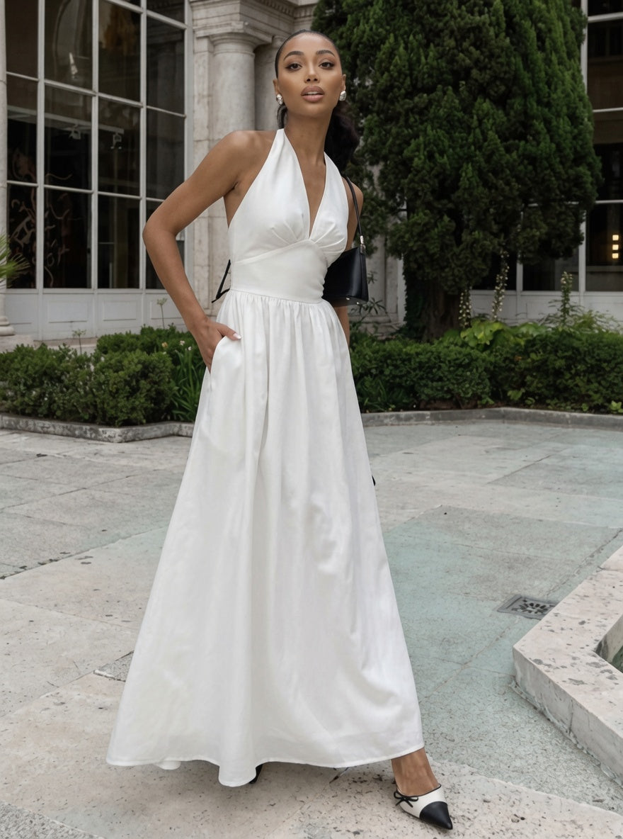 Robe Bohème Longue Blanche Dos Nu Élégante