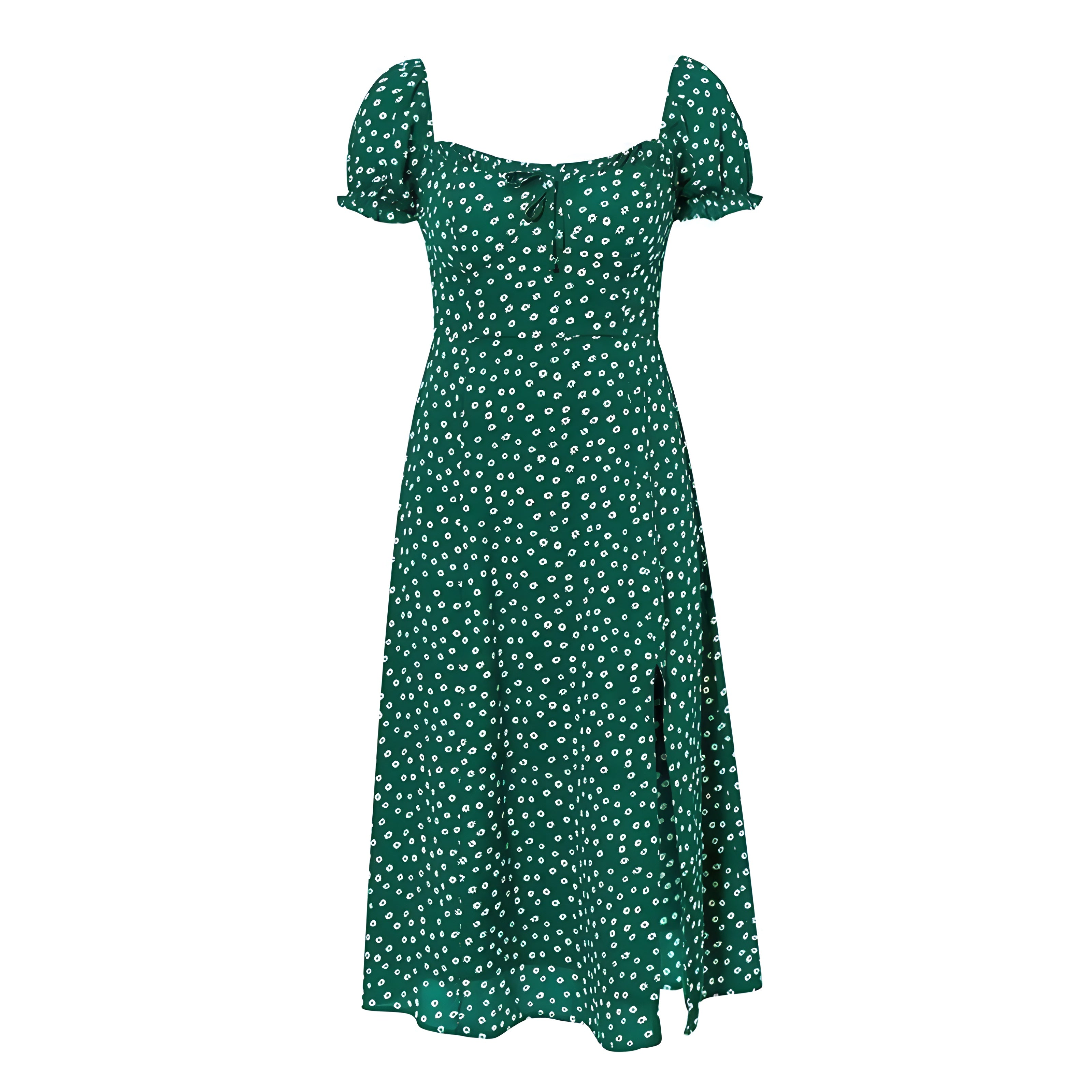 Robe Bohème Verte à Fleurs