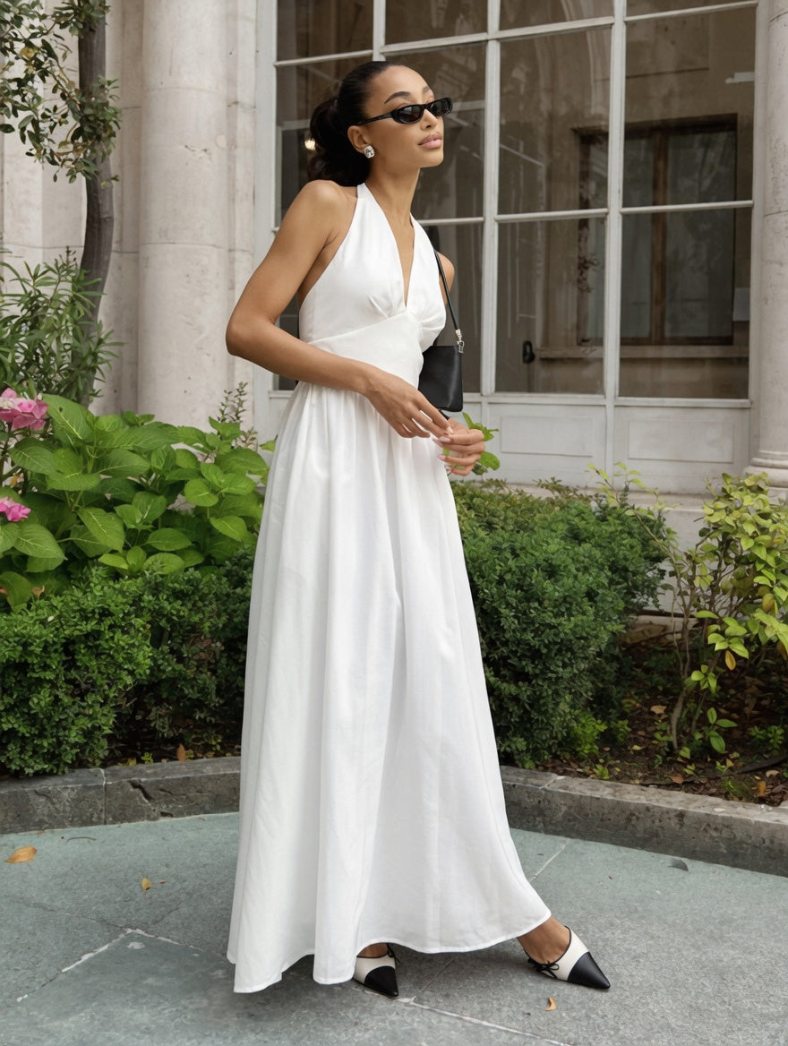 Robe Bohème Longue Blanche Dos Nu Élégante