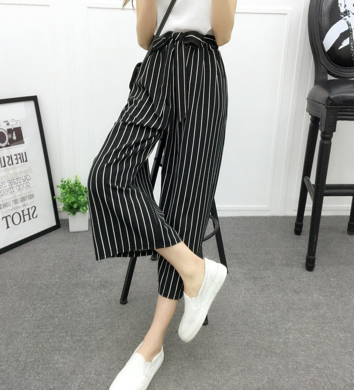 Pantalon Large à Rayures