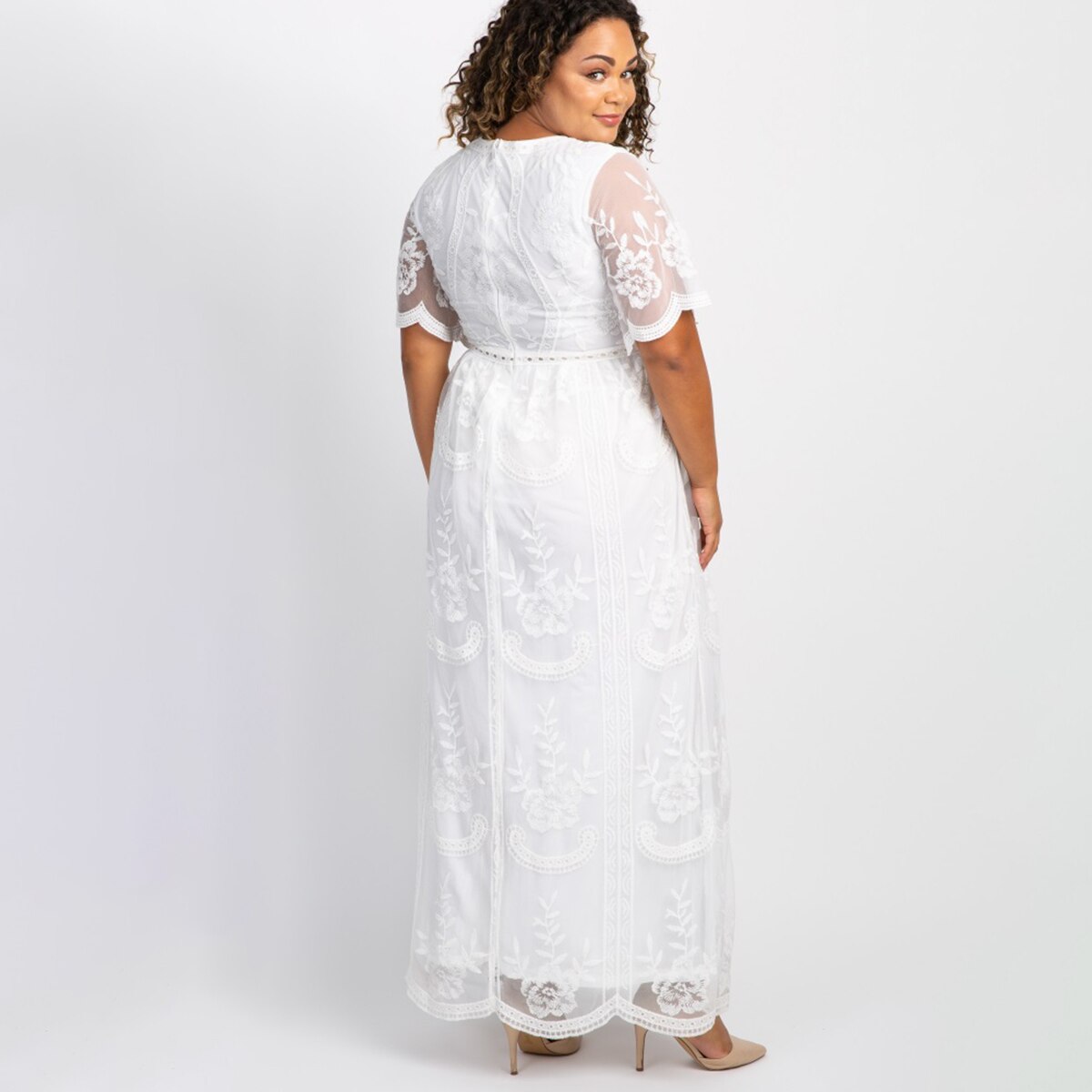 Robe Bohème Longue Grande Taille Blanche Brodée