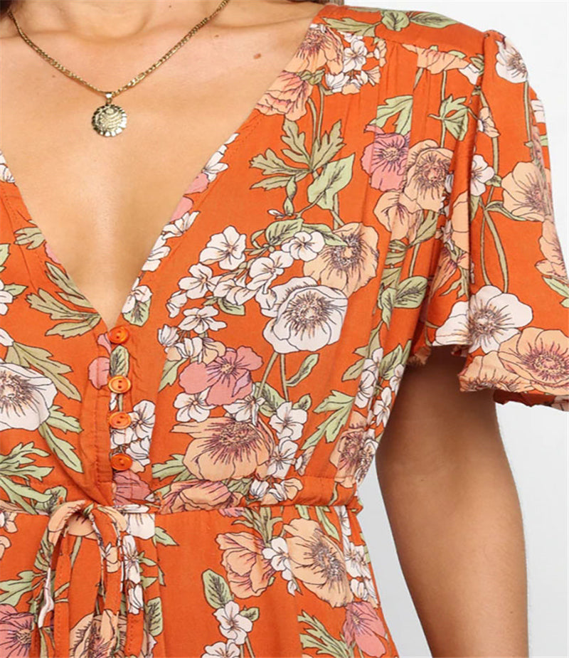 Robe bohème longue orange