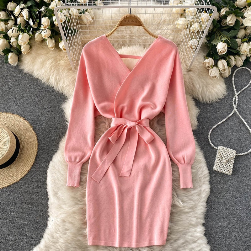 Robe pull boheme rouge