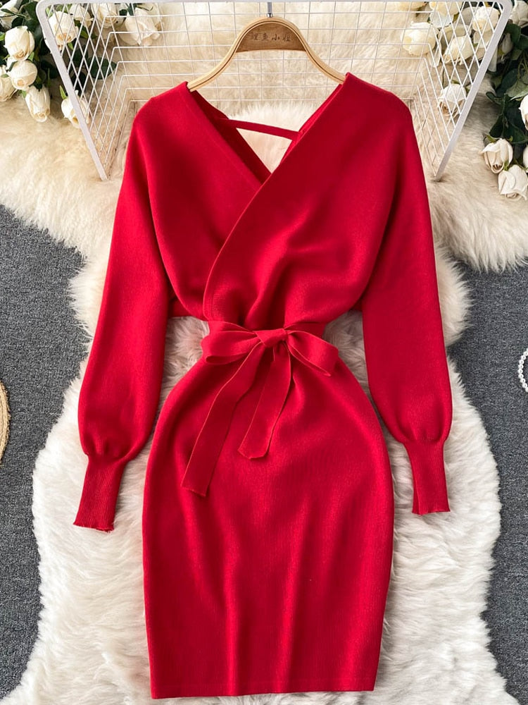 Robe pull boheme rouge
