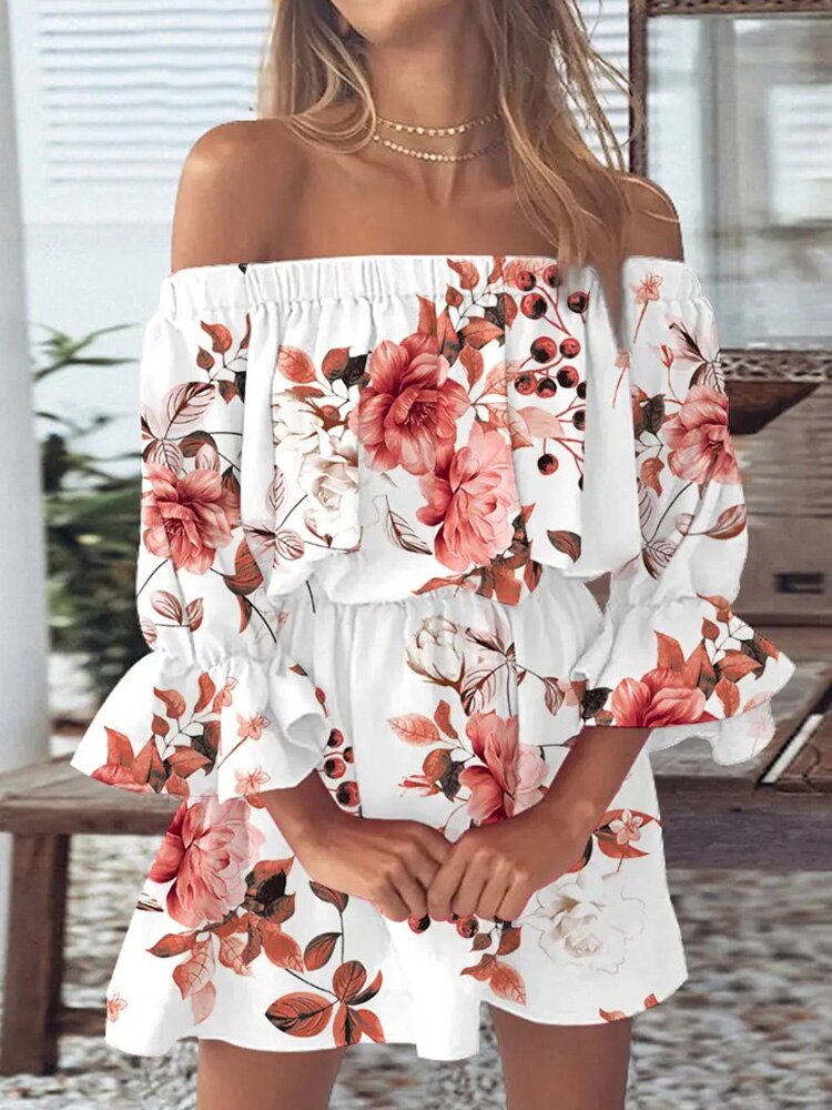 Robe boheme blanche fleurie