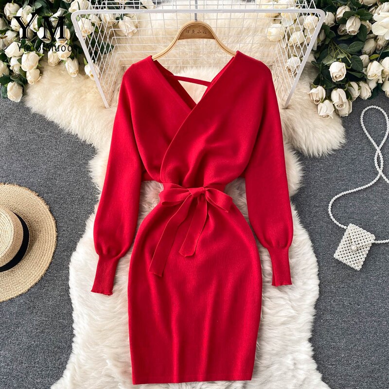 Robe pull boheme rouge