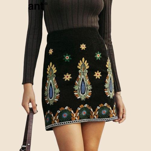 Jupe Bohème Taille Basse - Noir / S