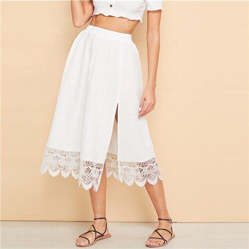 Jupe Longue Blanche Style Bohème - Blanc / XS